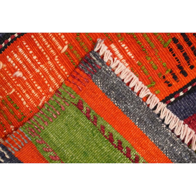Hand Woven Oriental 100% Wool Carpet Southwestern Tribal Multi-Colored Kilim Area Rug - 10' 11'' X 5' 11''