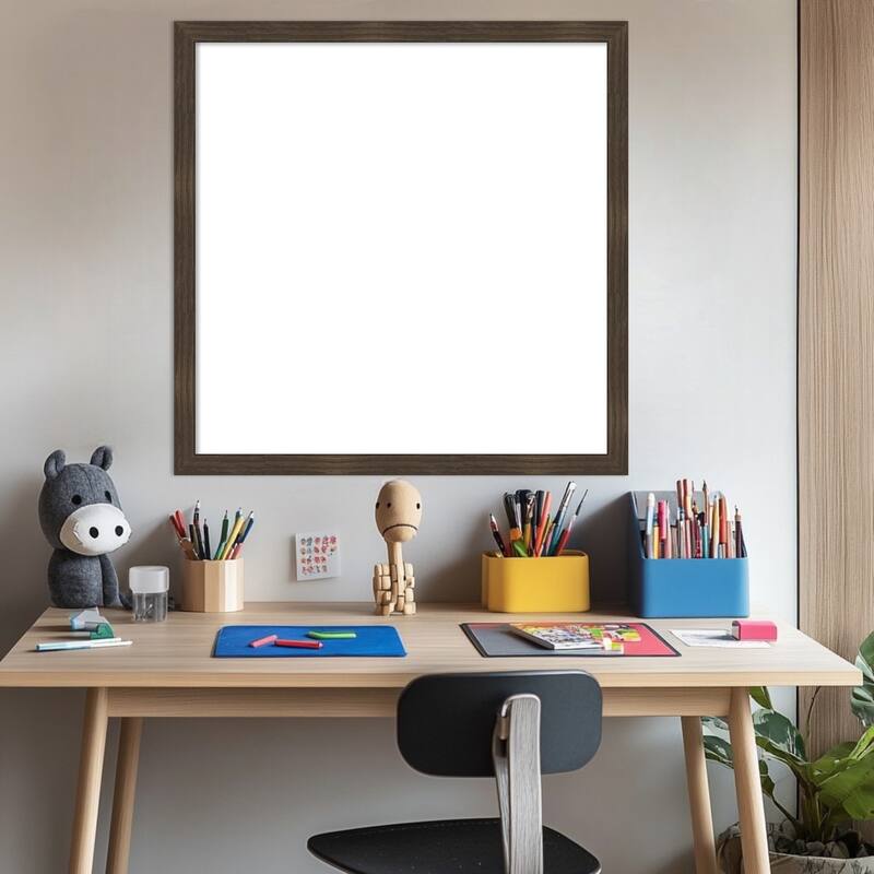 Amanti Art Woodgrain Stripe Blonde Framed Dry Erase Magnetic Board