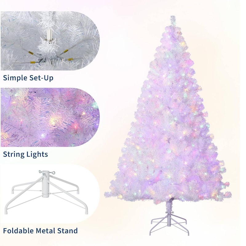 Prelit White Purple Gradient Snow Flocked Christmas Tree, Xmas Tree - N/A