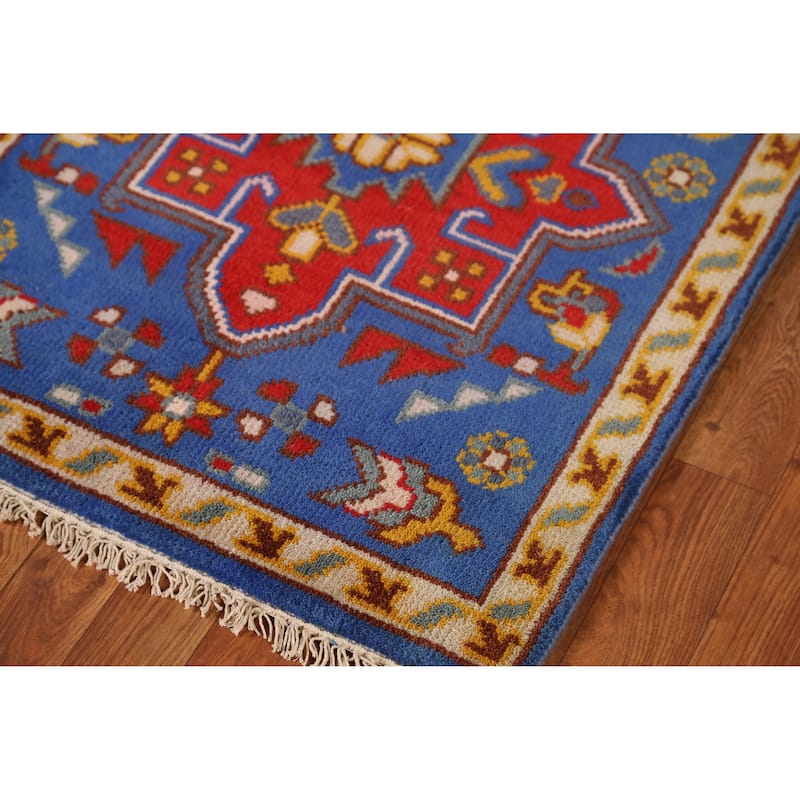 Geometric Heriz Serapi Style Runner Rug Hand-Knotted Wool Carpet - 2'5" x 7'8"
