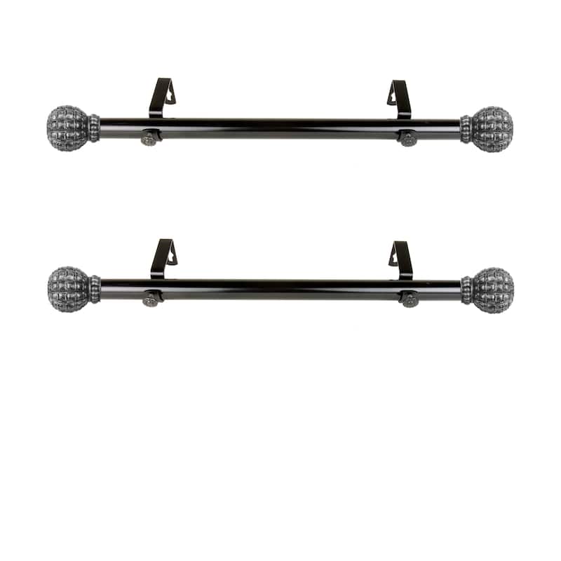 1 Inch Side Curtain Rod Set of 2 - Steel Rods with Resin Finials - Elegant Window Hardware - 20