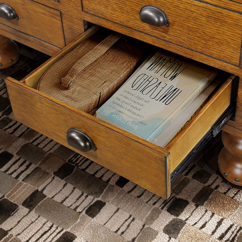 Rectangle Coffee Table, 40-Inch Antique Coffee Table with 4 Drawers,Wood Center Table Tea Table with Rivet Decoration Legs