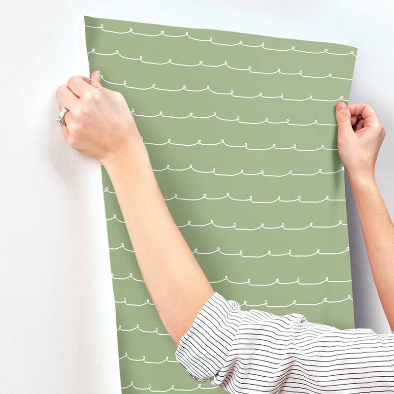 Advantage Wiggle Line Green Stripe Wallpaper