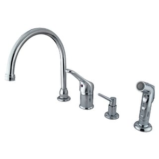 Wyndham Deck Mount Widespread Kitchen Faucet with Sprayer and Soap Dispenser