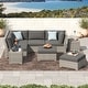 preview thumbnail 46 of 51, Corvus 8-piece Aluminum Wicker Patio Sectional Conversation Set Grey Cushions with Light Grey Wicker