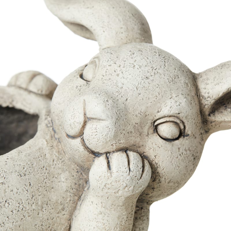 Glitzhome 14.25"L MGO Rabbit Shape Statue Planter Pot for Indoor Outdoor