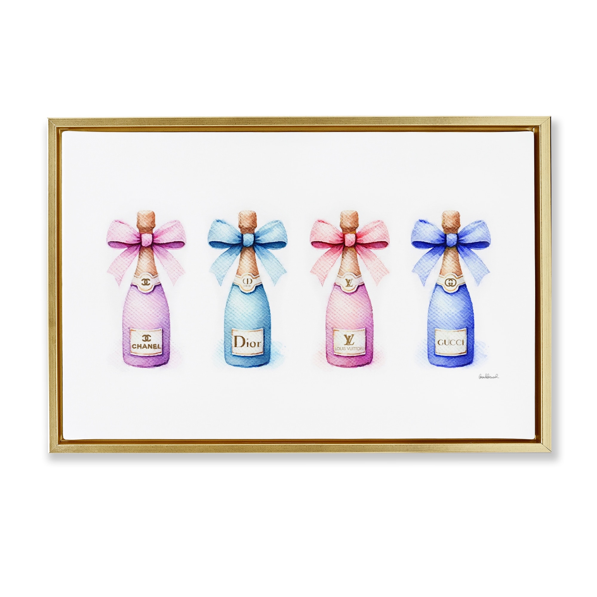 Stupell Pastel Champagne Bottles Framed Floater Canvas Wall Art Design By Amanda Greenwood