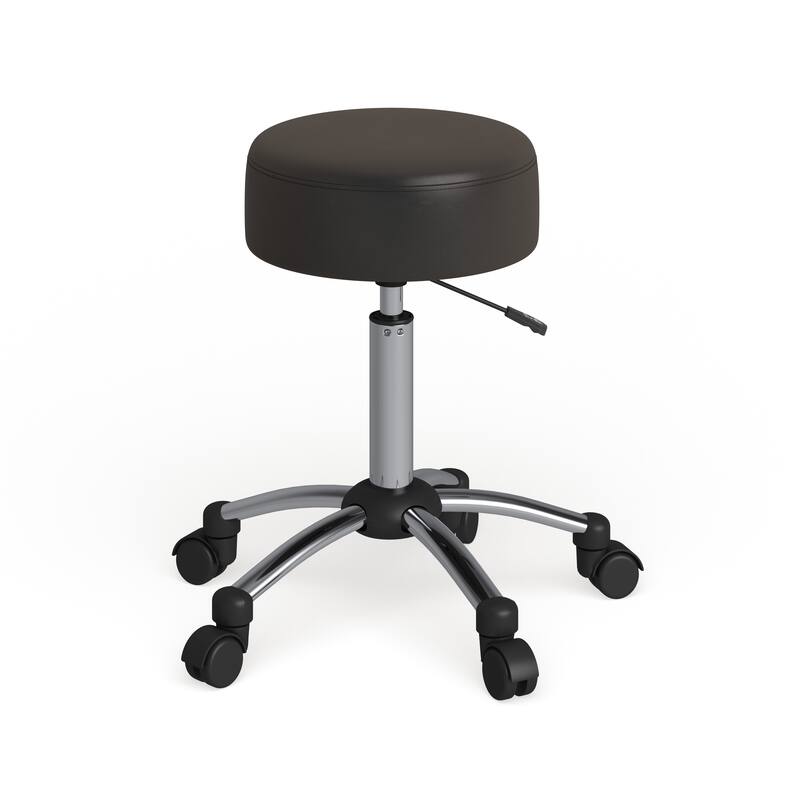 Backless Adjustable Multi-Purpose Ergonomic Stool With Chrome Base - Black