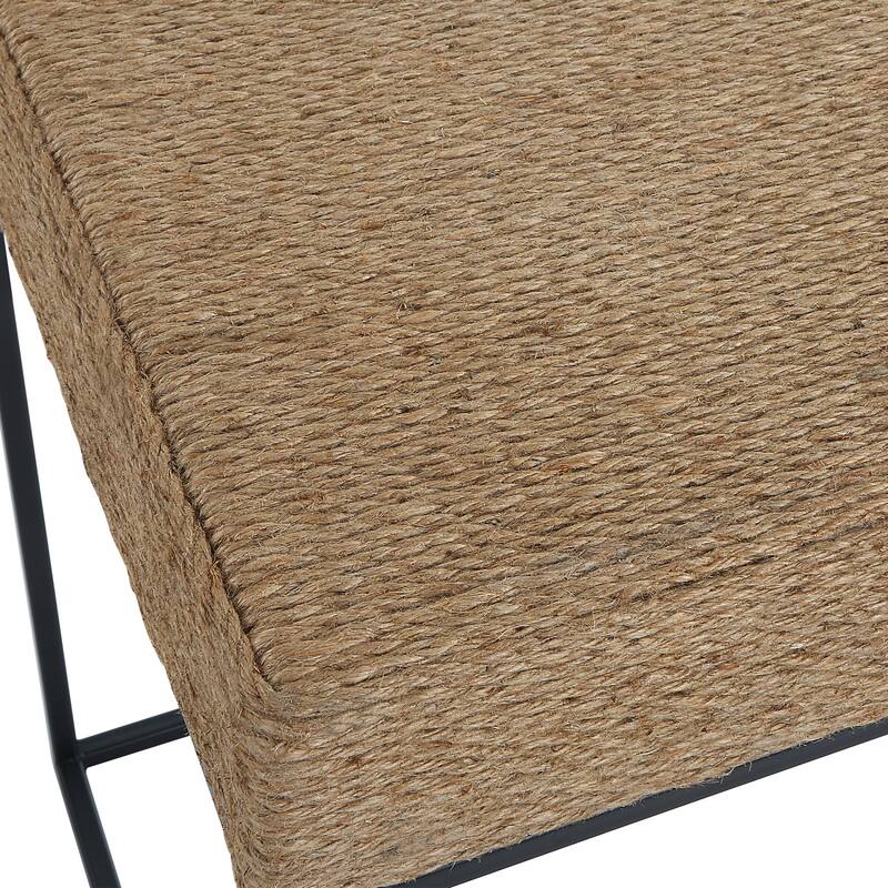 Rustic Rope Top Side Accent Table - 24" - Brown and Black