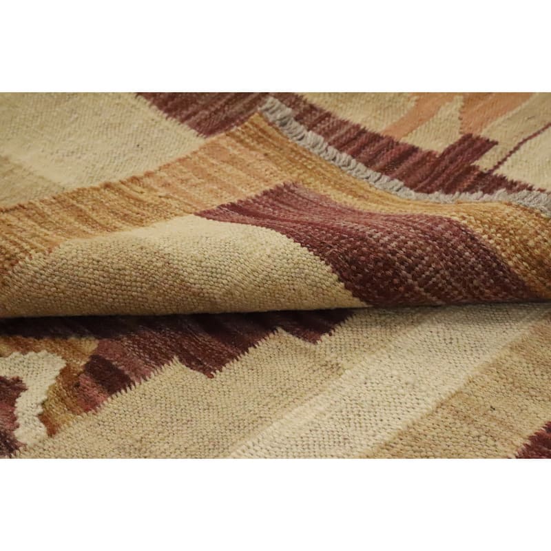 Hand Woven Oriental 100% Wool Carpet Southwestern Tribal Beige & Ivories Kilim Area Rug - 5' 7'' X 3' 11''