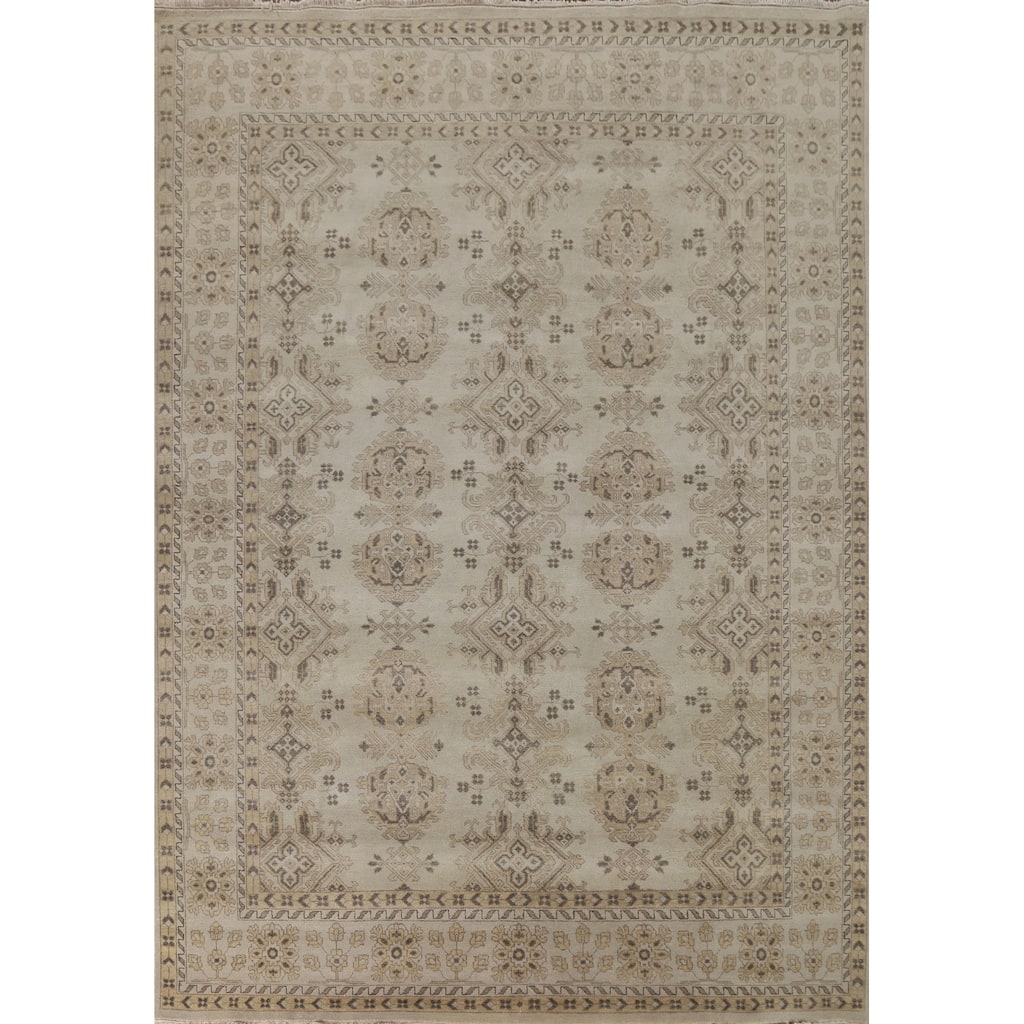 Transitional Oushak Area Rug Hand-Knotted Oriental Wool Carpet - 9'0"x 11'11"