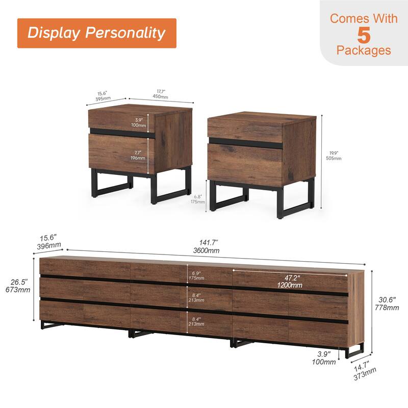 3-Piece Bedroom Furniture Set,Dresser & Chest With 18 Drawers for Bedroom, Bedroom Furniture Set