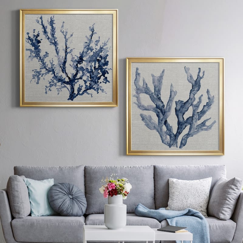 Linen Sea Coral III Premium Framed Canvas - Ready to Hang