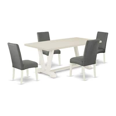 Farmhouse Dining Set - 5 Piece Table & 4 Parsons Chairs - Kitchen Dinette Set - 72