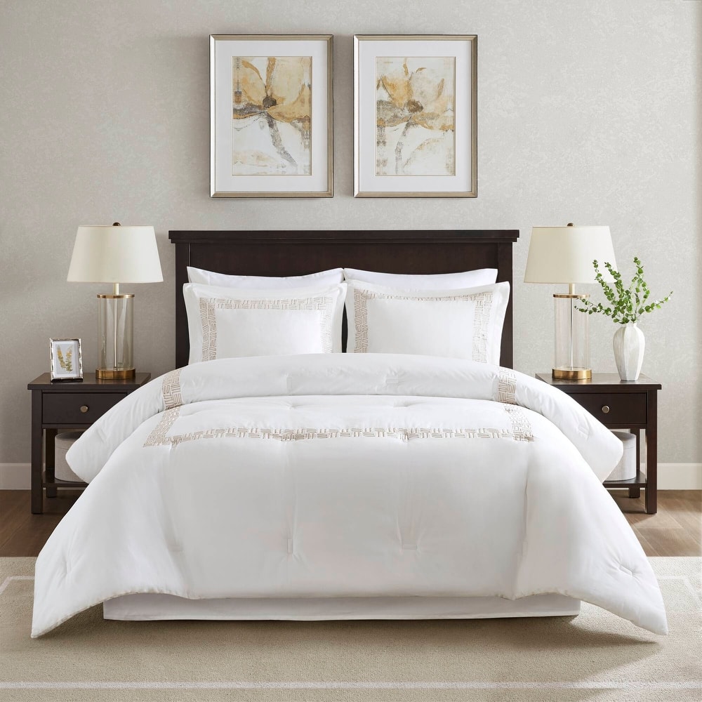 Harbor House Nile 4 Piece Cotton Sateen With Embroidery Oversized Comforter Set
