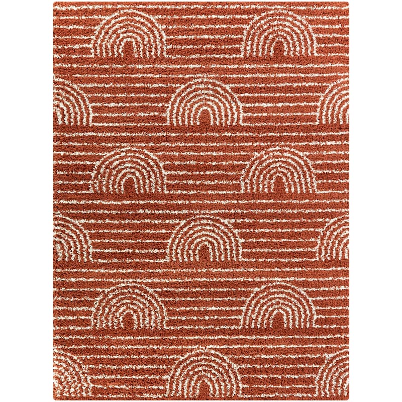 Mod-Tod Hailey Kids Rainbow Print Shag Berber Area Rug