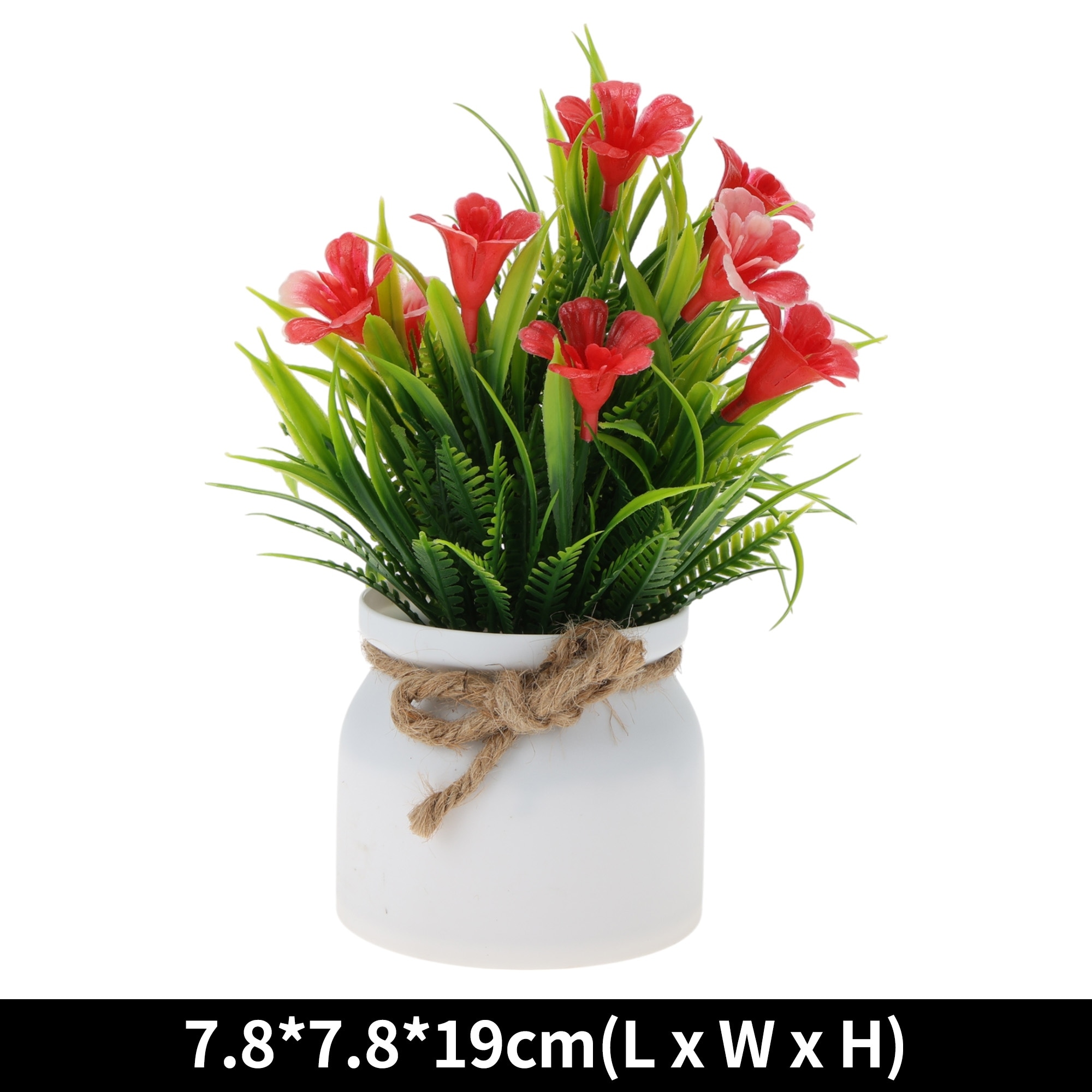 1 Pcs Artificial Plants Artificial Spring Grass with Lily Blossoms Plastic Yellow 7.8x7.8x19cm