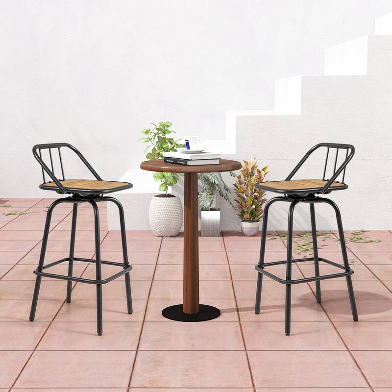 Gymax 27.5'' Heavy-duty Metal Frame Bar Height Chairs w/ Footrest &