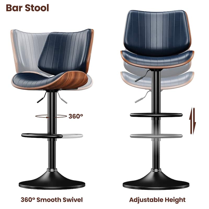 Swivel Adjustable Height Counter Stools, Bar Stools with Backs - 20" W X 18"D X 24-33" H