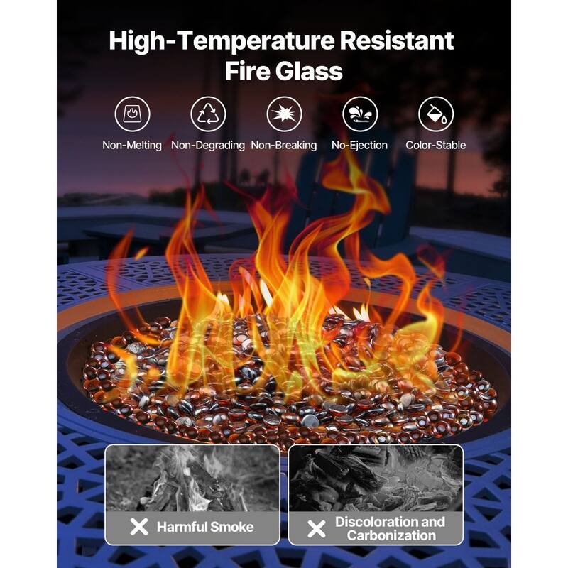 Rich Amber Fireproof Glass Beads 3/4 Inch Heat Resistant for Fire Pits - 3/4 inch