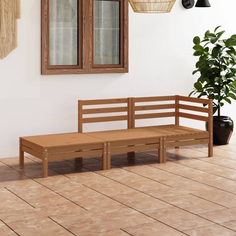 vidaXL Patio Furniture Set 3 Piece Outdoor Sectional Sofa Set Solid Wood Pine