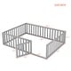 preview thumbnail 16 of 14, Queen Size Wood Floor Bed Frame with Fence and Door