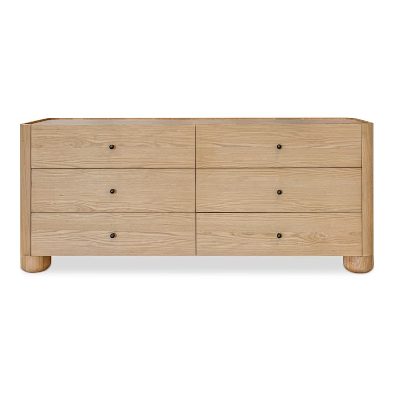 NADAAL STUDIOS Virel Dresser, Six Soft-Close Drawers with Lip Detailing and Solid Oak Frame, Natural