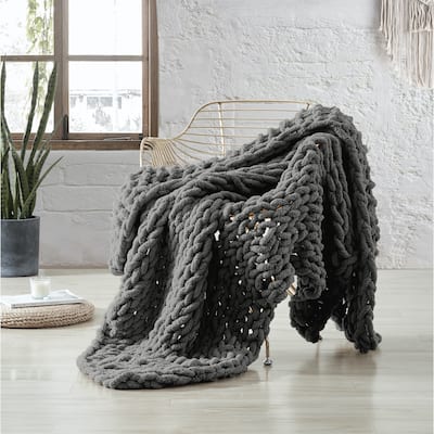 Modern Threads Chenille Chunky Hand Knit Throw