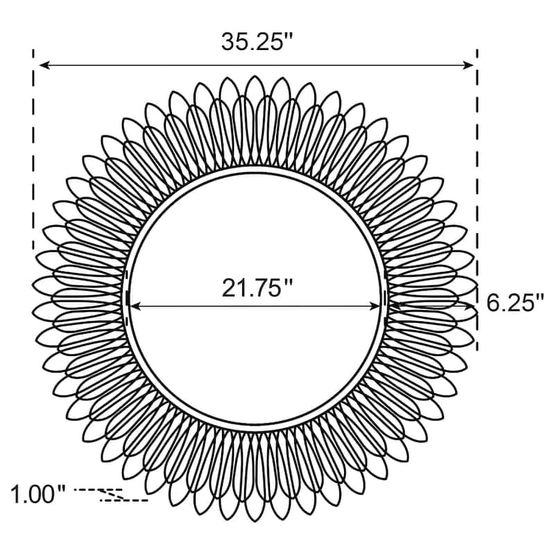 Tuscany 35 X 35 Inch Sunburst Wall Mirror Gold