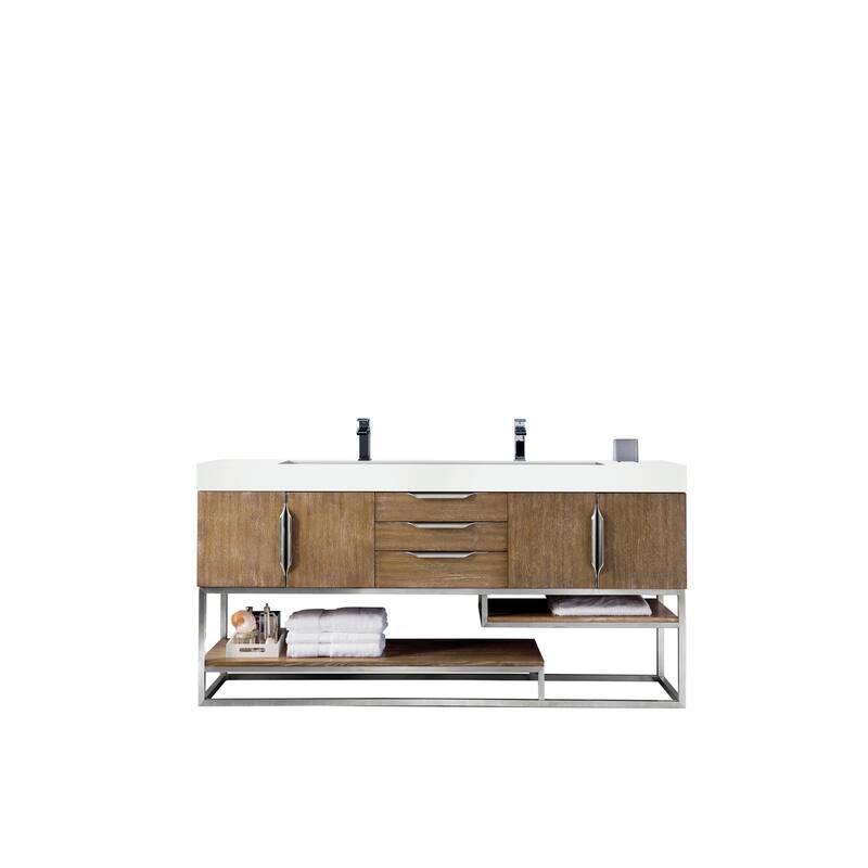 James Martin Vanities 983-V72D-BN-GW Columbia 72" Free Standing Double - Latte Oak - Oak Finish