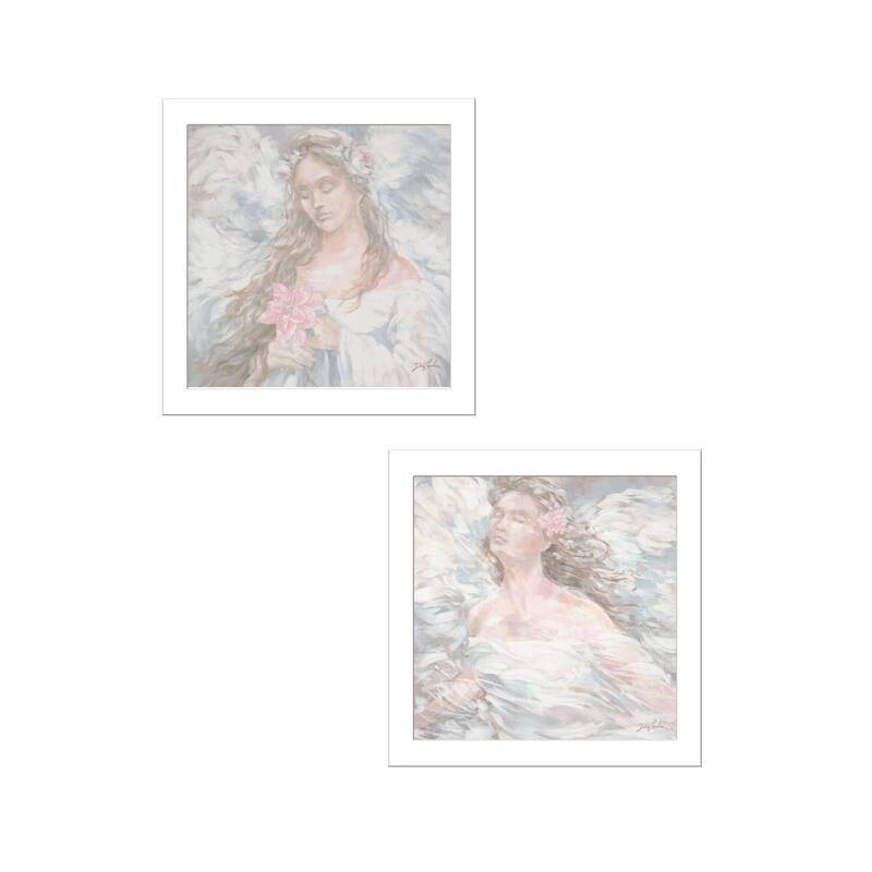 Trendy Decor 4U "To BE FREE -Love Angel !" Printed Framed Wall Art by Debi Coulesq - White - 14 x 14