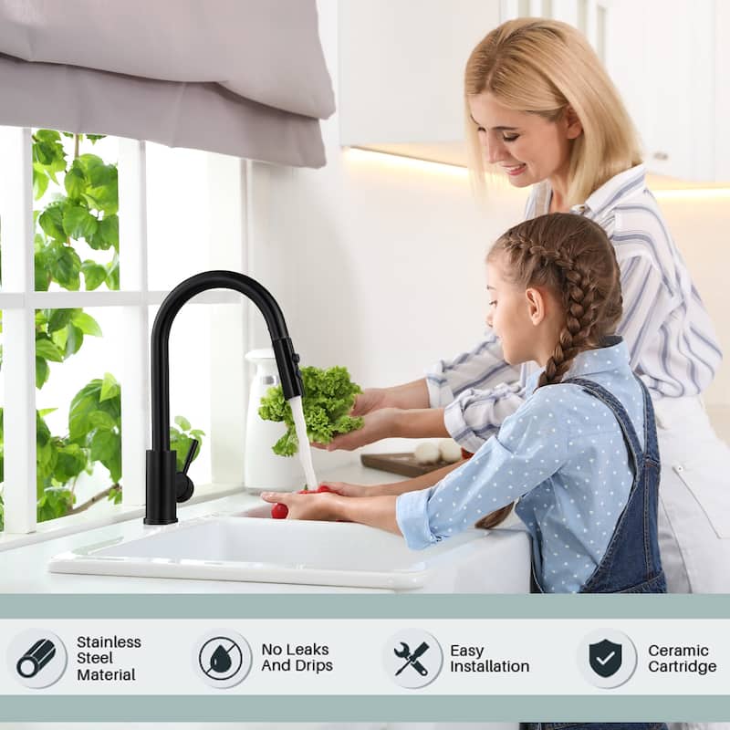 WOWOW Three Spray Mode Pull-Down Kitchen Faucet