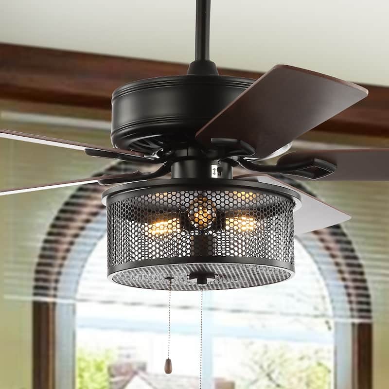 SAFAVIEH Lighting 52-Inch Fredrick Ceiling Light Fan - 52" W x 52" L x 24" H