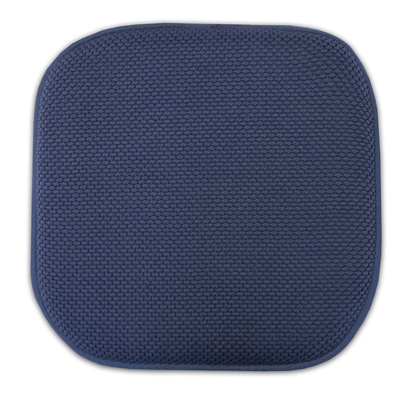 Sweet Home Collection Honeycomb Memory Foam No Slip Back Chair Pad Cushion Navy 16" x 16"