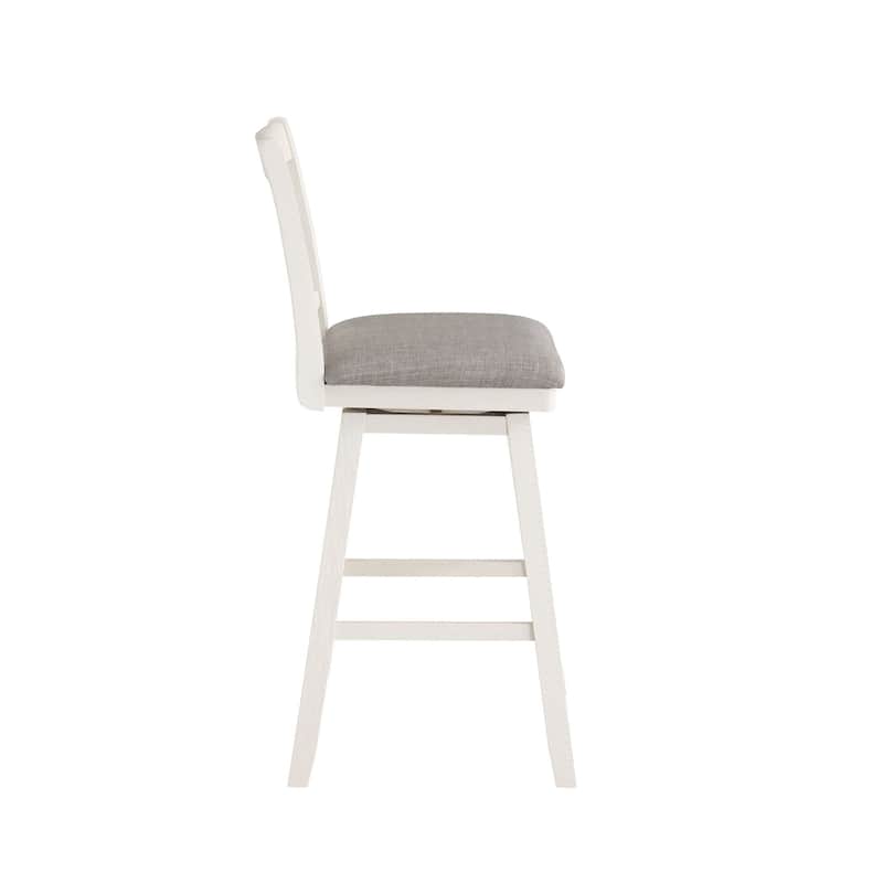 42.5" White High Double Cross Bar Stool with Swivel Seat
