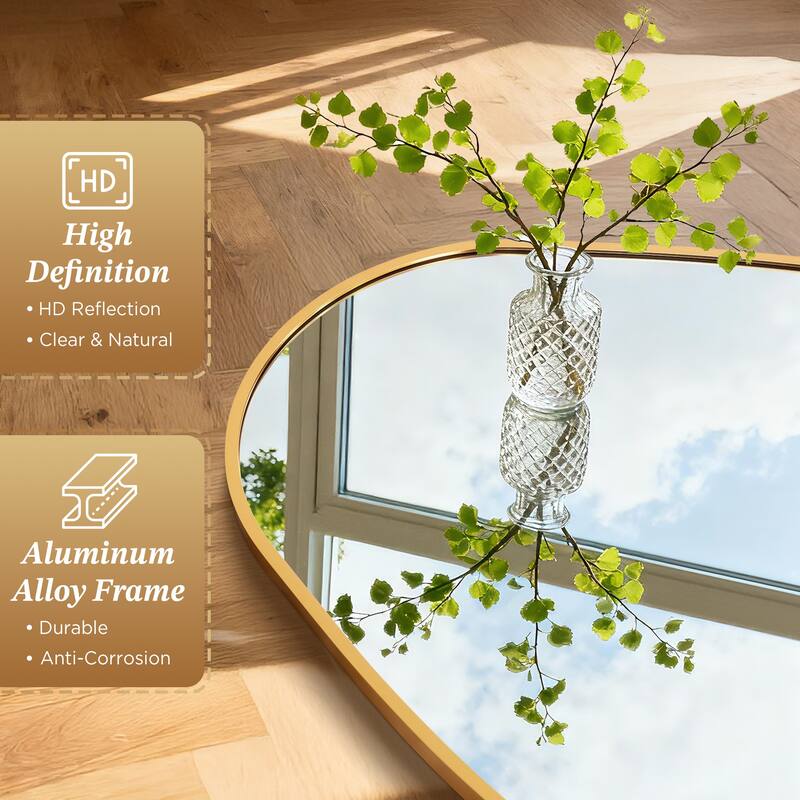 Aluminum Alloy Irregular Full-Length Floor Mirror-Freestanding, Wall-Mounted or Leaning - 24x63