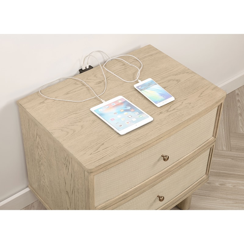 Kailani 2-drawer Nightstand Bedside Table Beige Oak