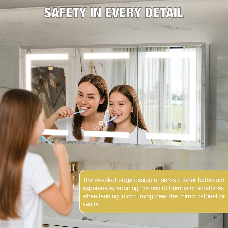 30-48'' W x 24'' H Surface or Recessed LED Bathroom Medicine Cabinet With Mirror,Defog & Quiet Hinges