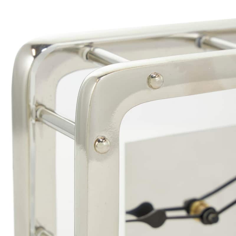 Silver Aluminum Dimensional Open Frame Geometric Clock