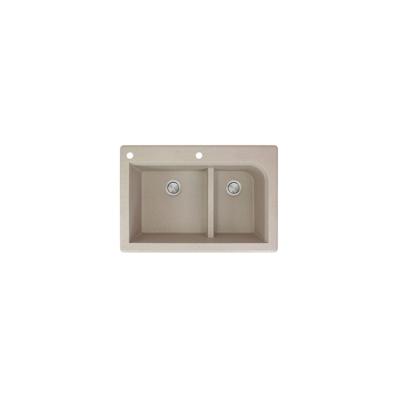 Transolid Radius 33in x 22in silQ Granite Drop-in Double Bowl Kitchen Sink with 1 Pre-Drilled Faucet Hole - 22" x 33" x 9.5"/CA