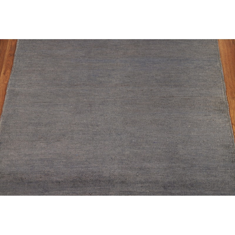 Gray & Blue Gabbeh Modern Foyer Rug Handmade Wool Carpet - 3'5"x 4'10"