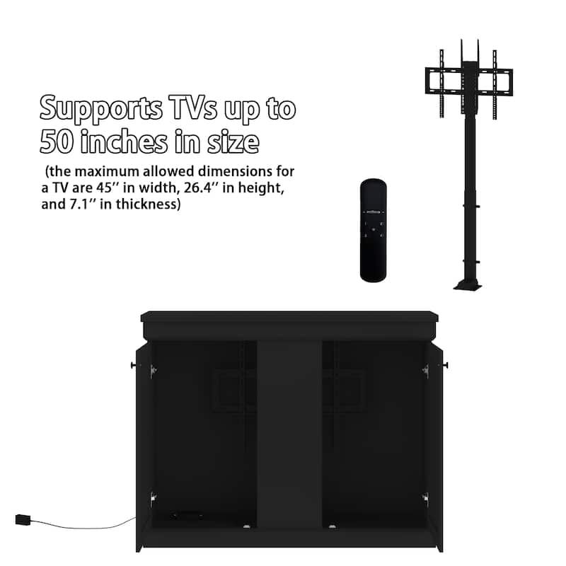 Motorized TV Lift Cabinet for TVs up to 50 Inch, Pop Up TV Lift Console with Remote Control, Hidden TV Cabinet Stand