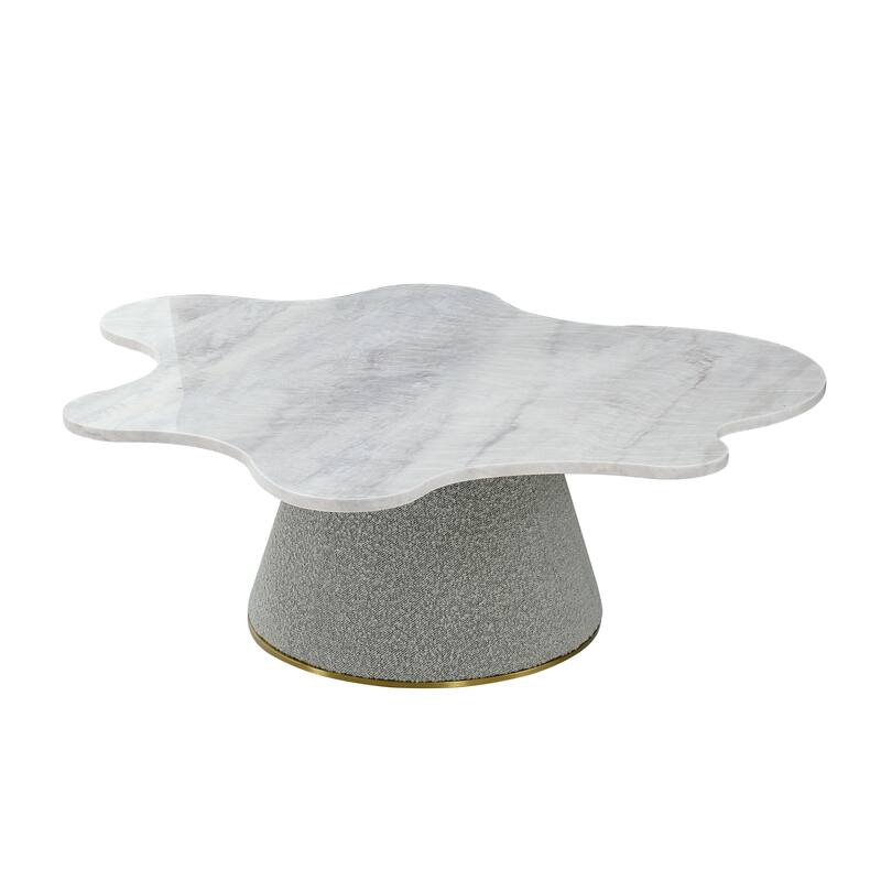 Pasargad Home Simona Marble Top Coffee Table, Silver - 47.2"x39.4"x15.4" - Silver/Grey