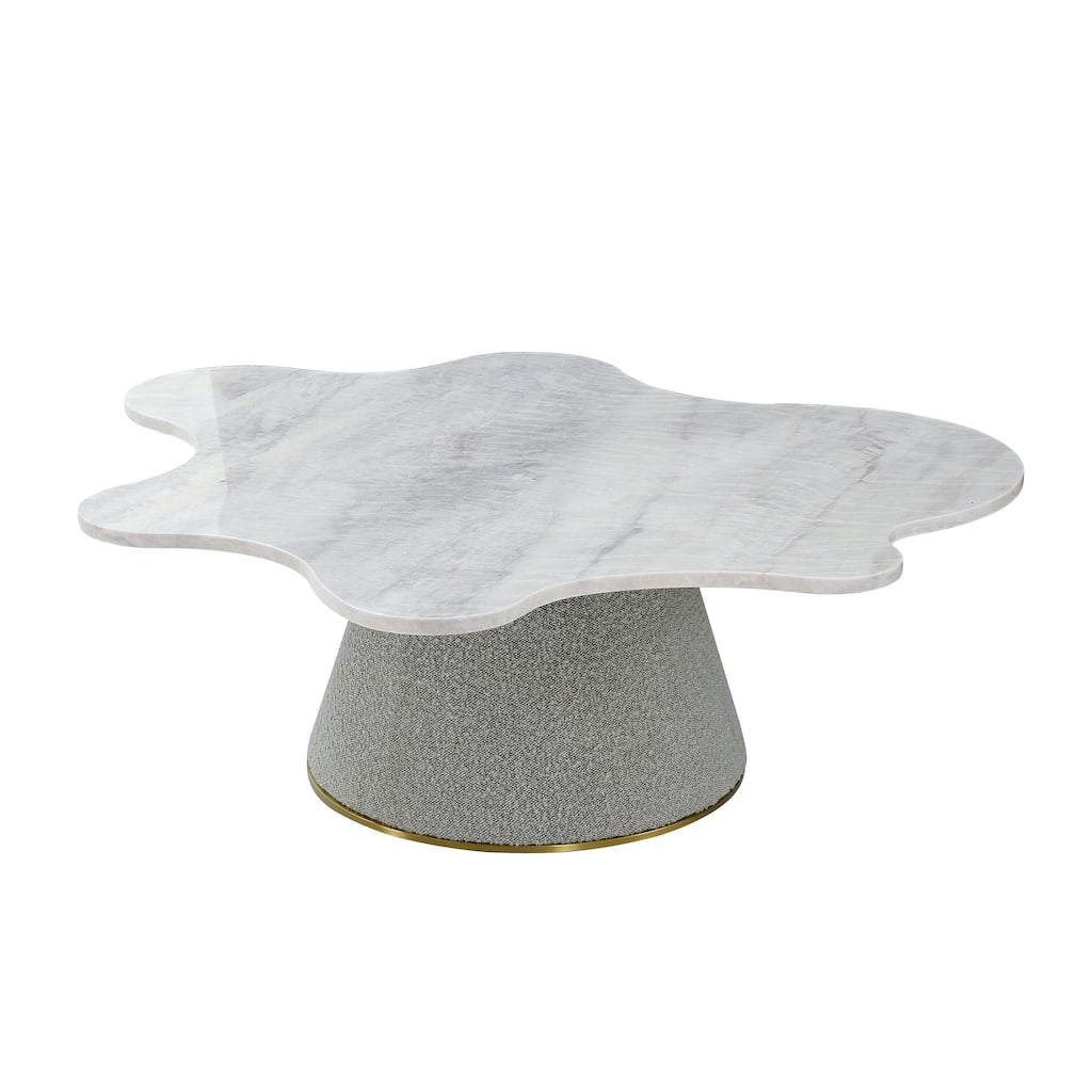 Pasargad Home Simona Marble Top Coffee Table, Silver