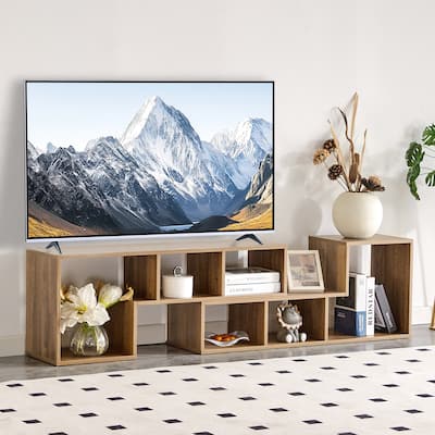 2 Pieces Cube TV Stand Free Combination Gaming Entertainment Center L Shaped 2 Shelf Living Room, 55.1*11.8*17.1
