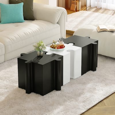 Christopher Knight Home - Ami Puzzle Art Modern 3-Piece Modular Outdoor Side Table Set with Interlocking Design