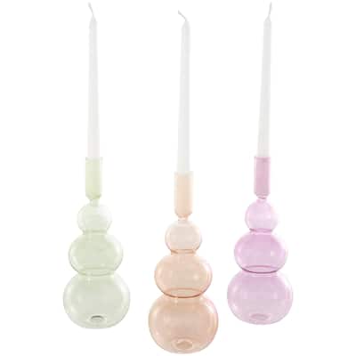Glass Bubble Candle Holder - Set of 3 Multi Colored - Roche River Decor