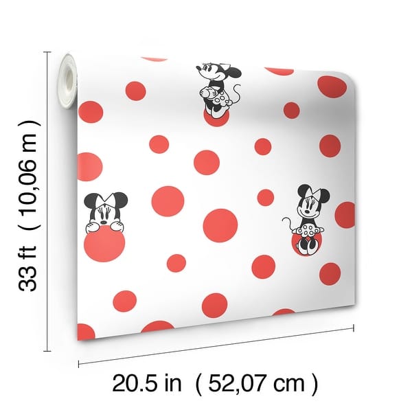 Disney Minnie Mouse Dots Red Wallpaper