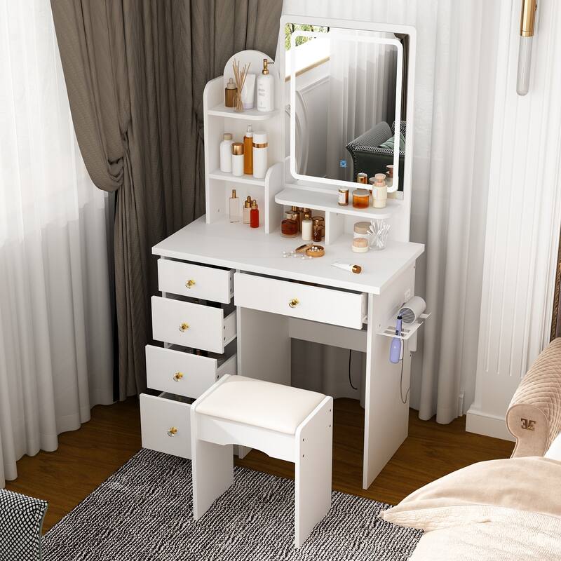 Stylish Vanity Set for Beauty Enthusiasts with Cushioned Stool