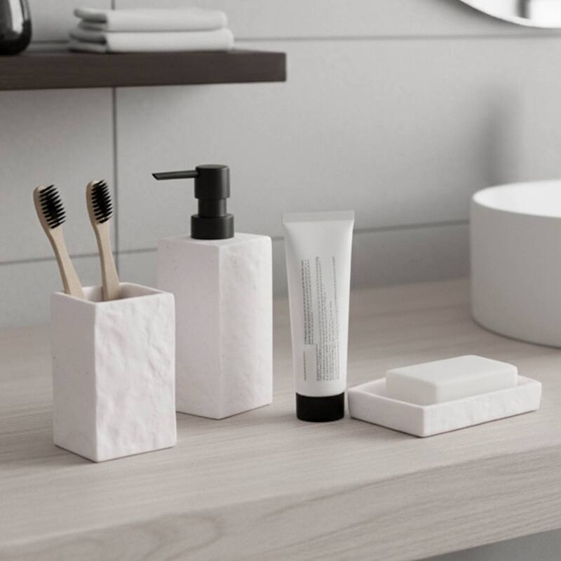 Collection Stone Effect Bath Accessory Set-4 pieces